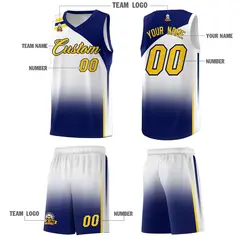 White Navy Gradient Sports Basketball Jersey 5