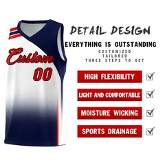 White Navy Gradient Sports Basketball Jersey 2