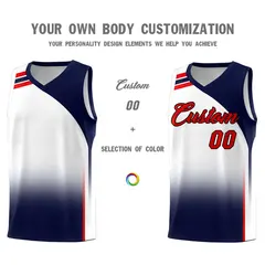 White Navy Gradient Sports Basketball Jersey 3