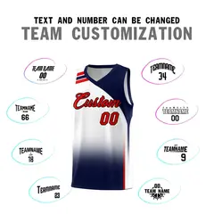 White Navy Gradient Sports Basketball Jersey 4