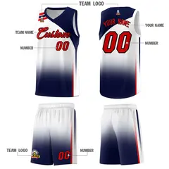 White Navy Gradient Sports Basketball Jersey 5