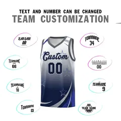 White Navy Gradient Star Graffiti Pattern Basketball Jersey 3