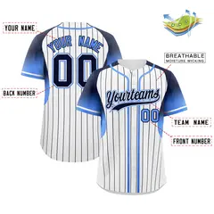 White Navy Gradient Stripe Fashion Sleeves Baseball Jersey 2
