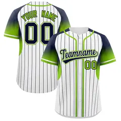 White Navy Gradient Stripe Fashion Sleeves Baseball Jersey