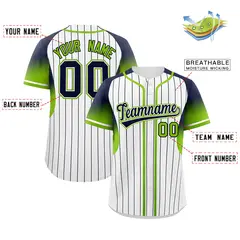 White Navy Gradient Stripe Fashion Sleeves Baseball Jersey 2