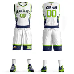 White Navy Graffiti Lightning Basketball Jersey Sets 1