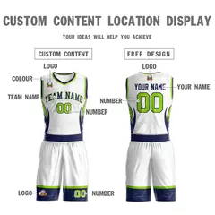 White Navy Graffiti Lightning Basketball Jersey Sets 3