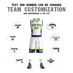 White Navy Graffiti Lightning Basketball Jersey Sets 4