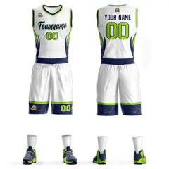 White Navy Graffiti Lightning Basketball Jersey Sets 1