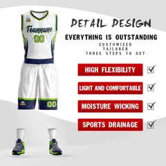 White Navy Graffiti Lightning Basketball Jersey Sets 2