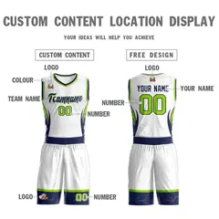 White Navy Graffiti Lightning Basketball Jersey Sets 3