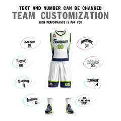White Navy Graffiti Lightning Basketball Jersey Sets 4