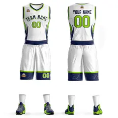 White Navy Graffiti Lightning Basketball Jersey Sets 1