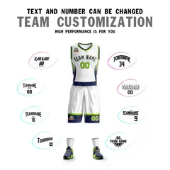 White Navy Graffiti Lightning Basketball Jersey Sets 4