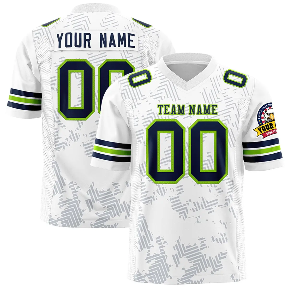 White Navy Graffiti Line Authentic Football Jersey