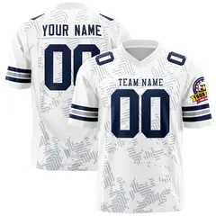 White Navy Graffiti Line Authentic Football Jersey 1