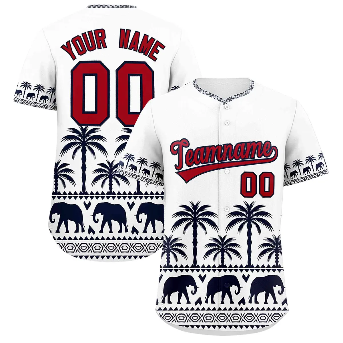 White Navy Graffiti Pattern Bossinia Baseball Jersey