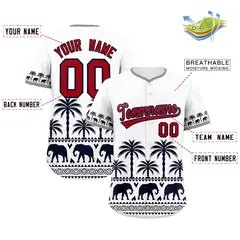 White Navy Graffiti Pattern Bossinia Baseball Jersey 2