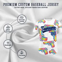 White Navy Graffiti Pattern Moisture-Wicking Baseball Jersey 3