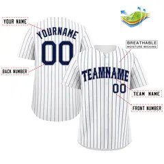 White Navy Gray Bull Stripe Baseball Jersey 2