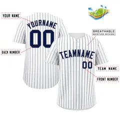White Navy Gray Bull Stripe Baseball Jersey 2