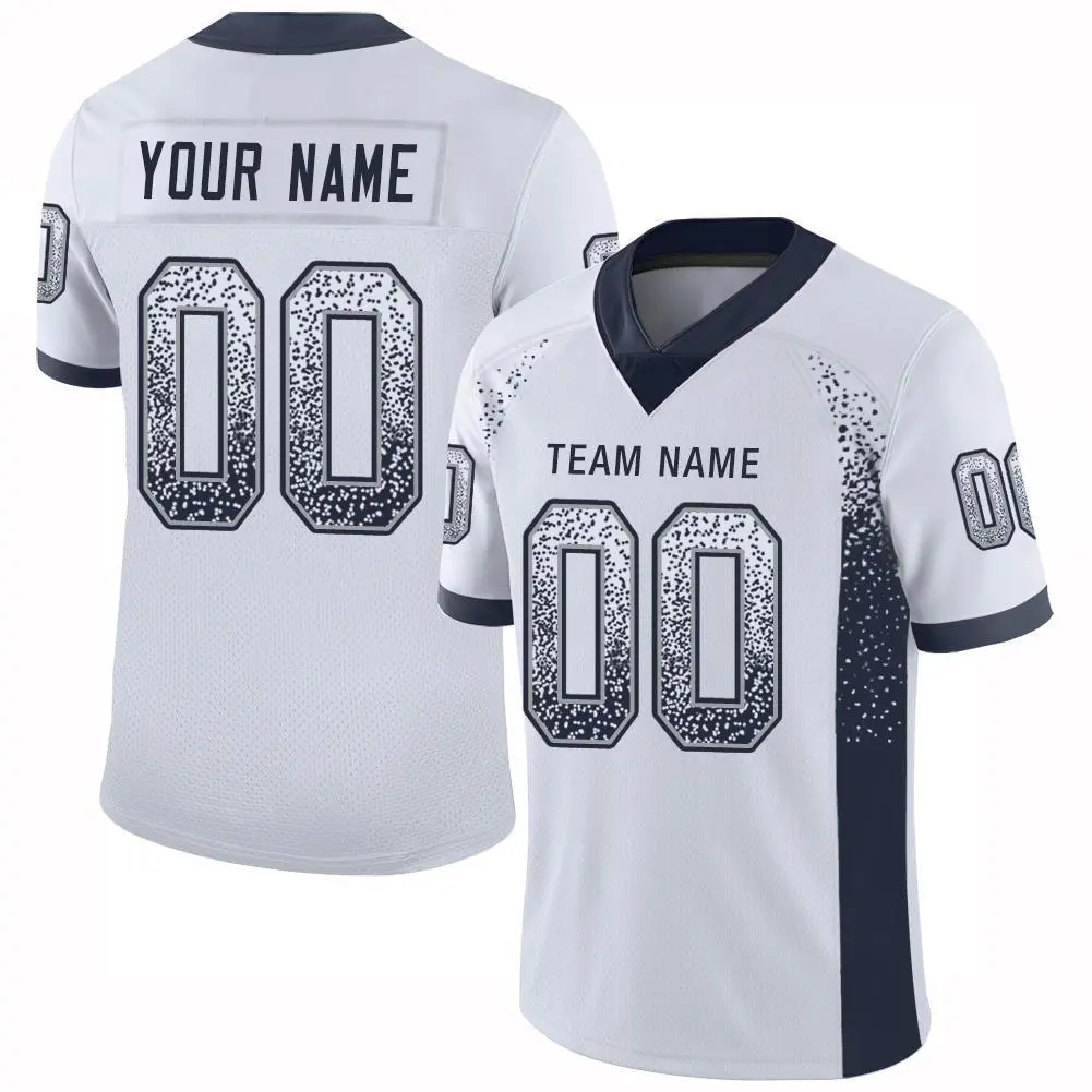 White Navy-Gray Drift Fashion Mesh Football Jersey