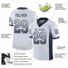White Navy-Gray Drift Fashion Mesh Football Jersey 2