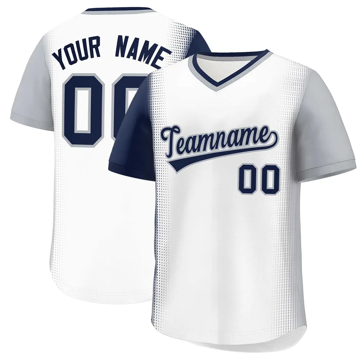 White Navy-Gray Raglan Sleeves Pullover Baseball Jersey