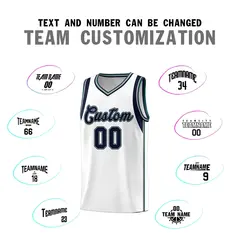 White Navy Gray Sleeve Color Block Classic Basketball Jersey 4