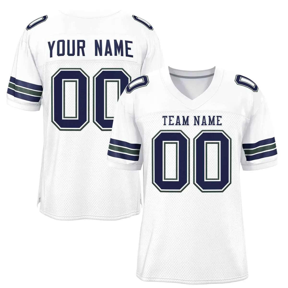 White Navy-Green Classic Style Authentic Football Jersey