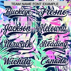 White Navy Hawaiian Graffiti Palm Tree Baseball Jersey 3