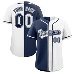 White Navy Hook Split Fashion Authentic Baseball Jersey
