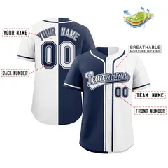 White Navy Hook Split Fashion Authentic Baseball Jersey 2