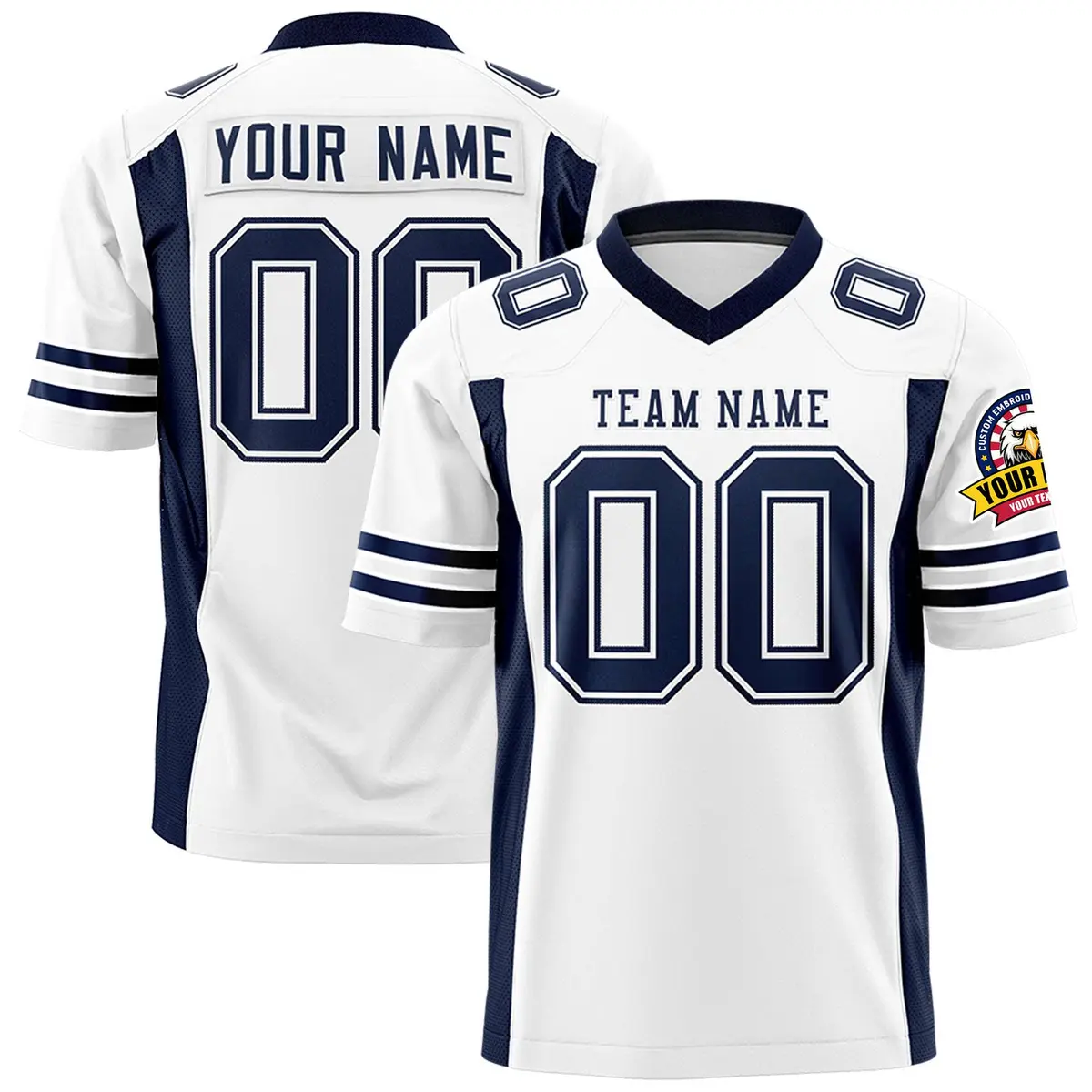 White Navy Insert Color Authentic Football Jersey