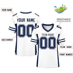 White Navy Insert Color Mesh Football Jersey 2