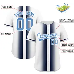 White Navy Lapel Gradient Fashion Baseball Jersey 2