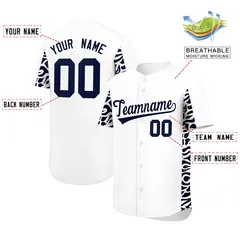 White Navy Leopard Graffiti Side Design Baseball Jersey 2