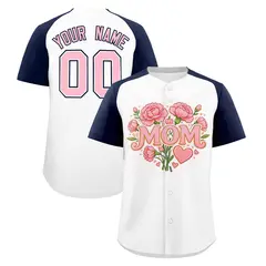White Navy Light Pink Mother's Day Baseball Jersey
