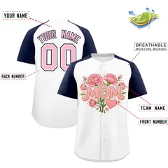 White Navy Light Pink Mother's Day Baseball Jersey 2