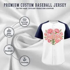 White Navy Light Pink Mother's Day Baseball Jersey 3