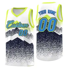White Navy Mountain Fade Gradient Fashion Basketball Jersey 1