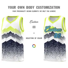 White Navy Mountain Fade Gradient Fashion Basketball Jersey 3