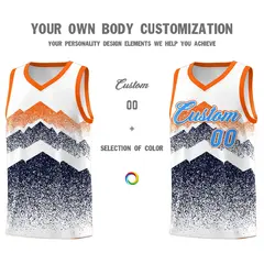 White Navy Mountain Fade Gradient Fashion Basketball Jersey 3