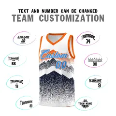 White Navy Mountain Fade Gradient Fashion Basketball Jersey 4
