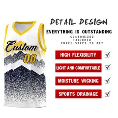 White Navy Mountain Fade Gradient Fashion Basketball Jersey 2