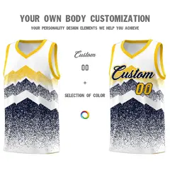 White Navy Mountain Fade Gradient Fashion Basketball Jersey 3