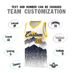 White Navy Mountain Fade Gradient Fashion Basketball Jersey 4