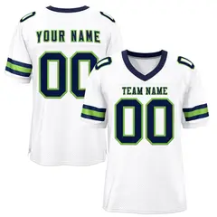 White Navy-Neon Green Classic Mesh Authentic Football Jersey