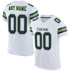 White Navy-Neon Green Classic Mesh Authentic Football Jersey 1