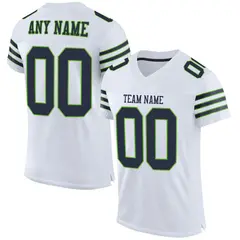White Navy-Neon Green Classic Mesh Authentic Football Jersey 1
